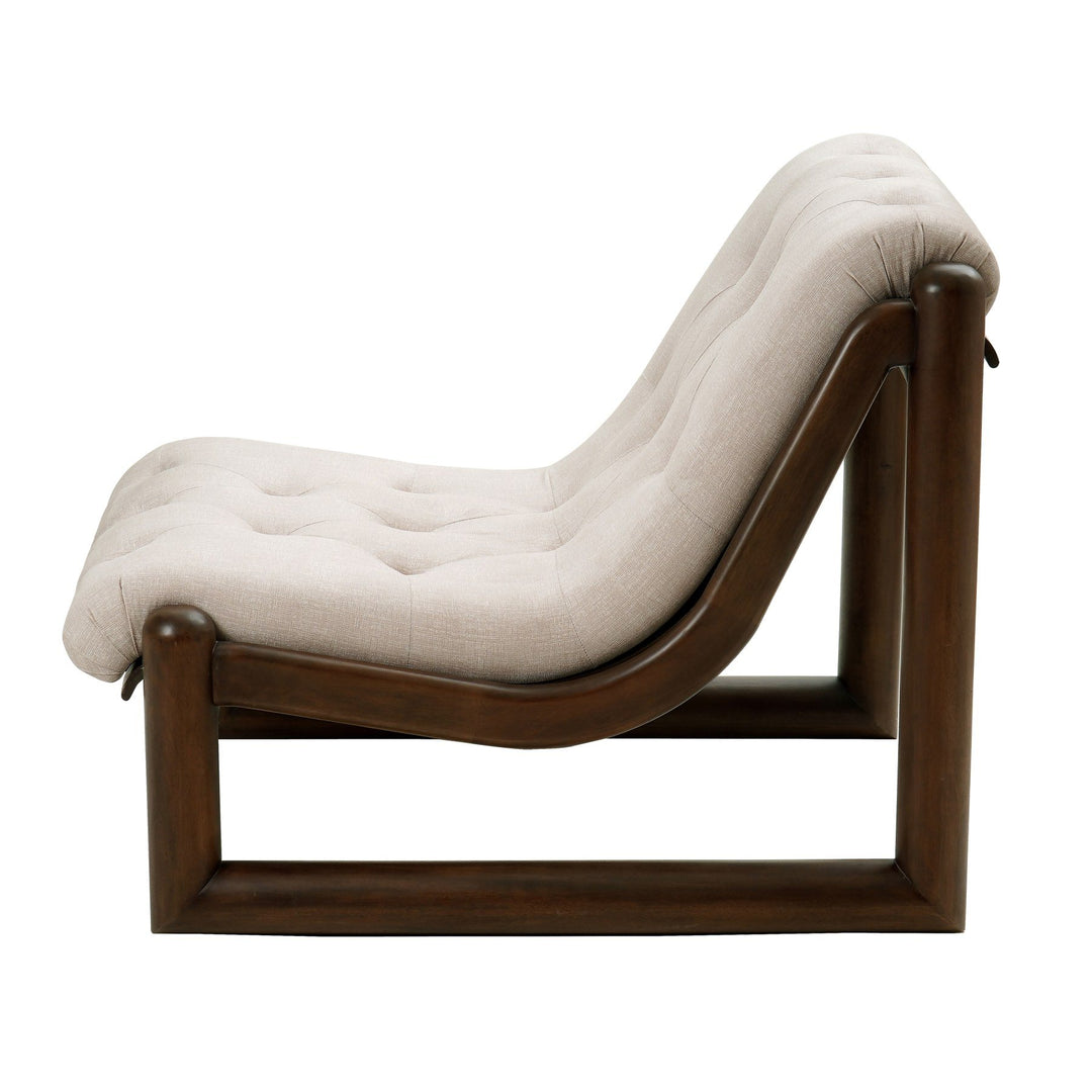 Vondra Velvet Accent Chair in Velina Dune - side studio view - Whats New Furniture Portland