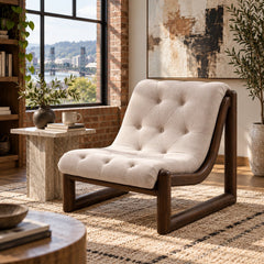 Vondra Velvet Accent Chair in Velina Dune styled in a Portland home - Whats New Furniture Portland
