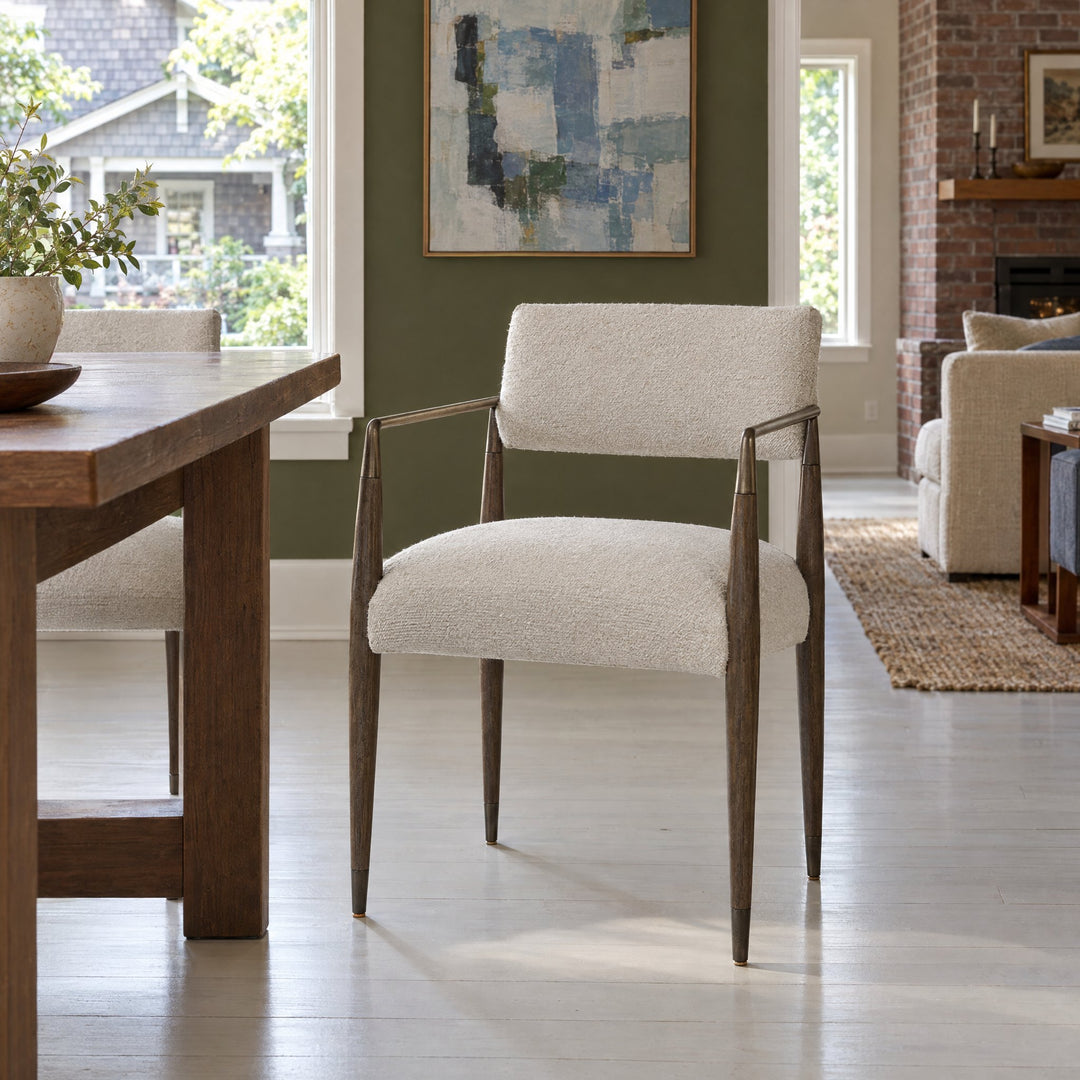Waldon Dining Chair in Charter Oatmeal styled in a Portland home - Whats New Furniture