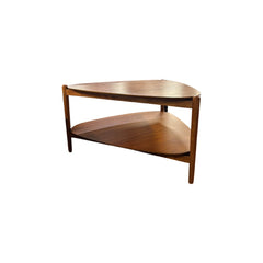 Walnut mid-century square coffee table with clean low-profile lines - view 2