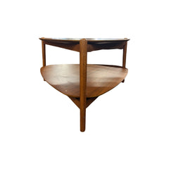 Walnut mid-century square coffee table with clean low-profile lines - view 3