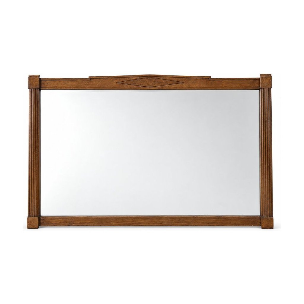 Walnut mid-century wall mirror with a slim wood frame - Whats New Furniture Portland OR
