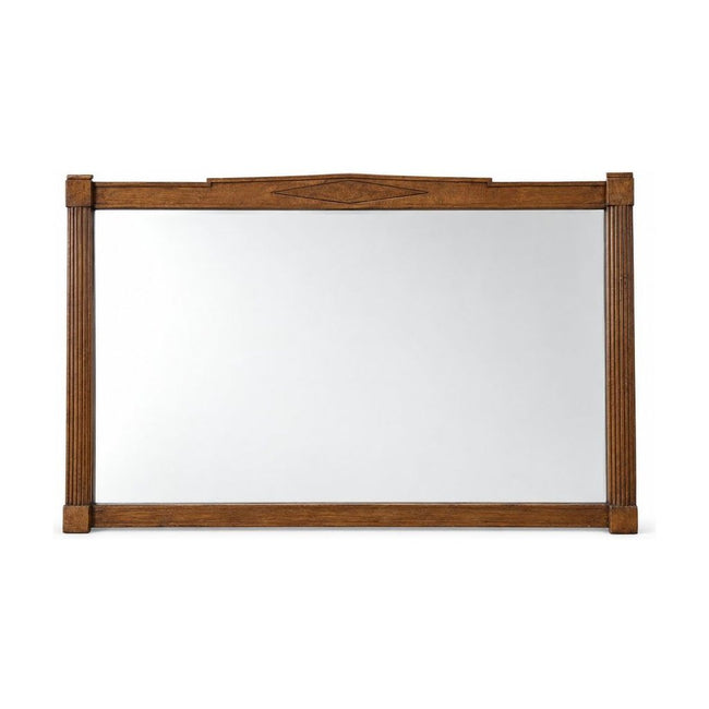 Walnut mid-century wall mirror with a slim wood frame - Whats New Furniture Portland OR