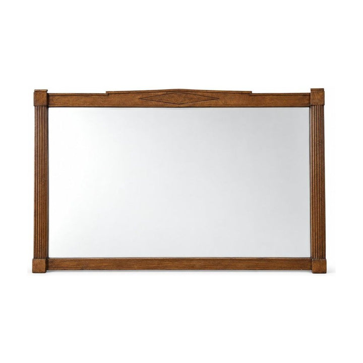 Walnut mid-century wall mirror with a slim wood frame - Whats New Furniture Portland OR