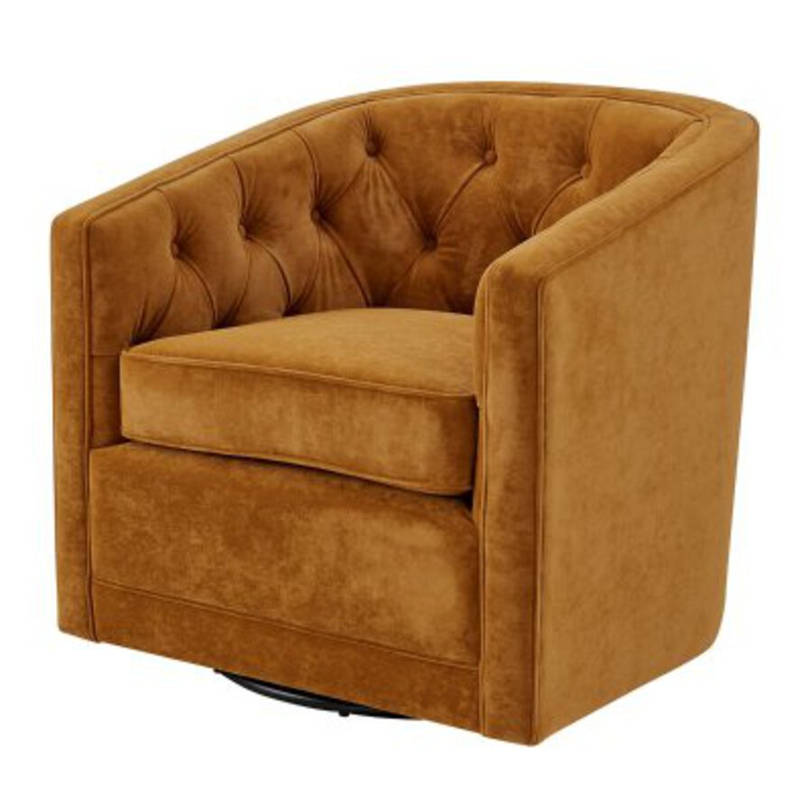 Walsh Swivel Arm Chair in Dainty Caramel side angle - swivel arm chair by NPD - Whats New Furniture Portland OR