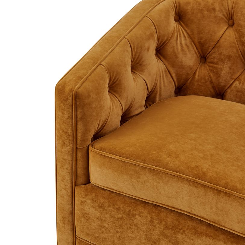 Walsh Swivel Arm Chair in Dainty Caramel seat detail - swivel arm chair by NPD - Whats New Furniture Portland OR