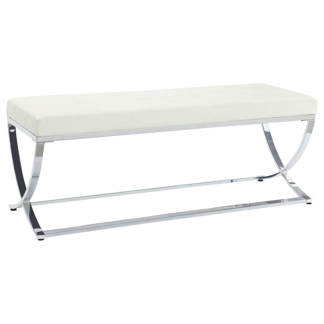 Walton Leatherette Upholstered Tufted Accent Bench White - What&