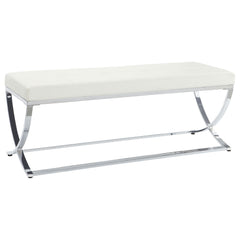 Walton Leatherette Upholstered Tufted Accent Bench White - What&