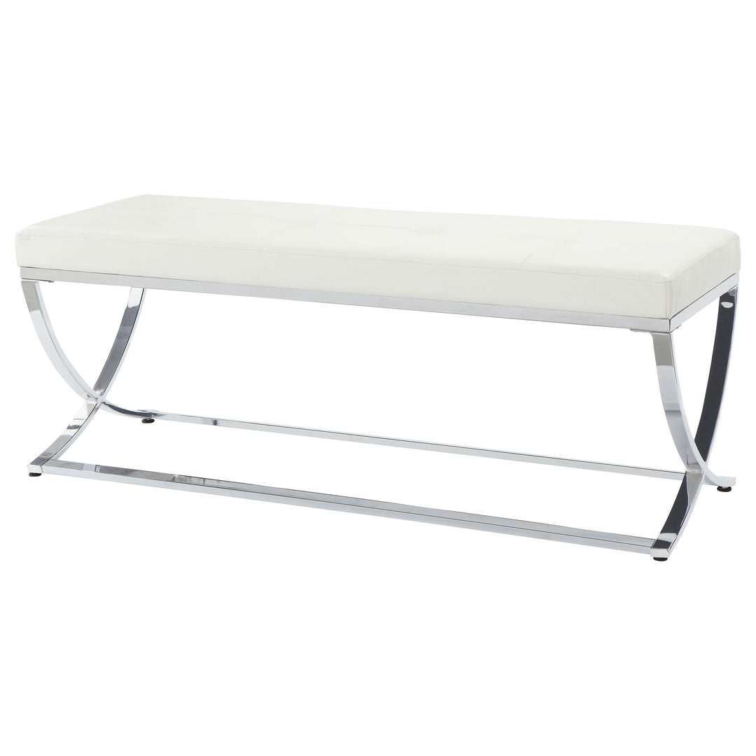Walton Leatherette Upholstered Tufted Accent Bench White - What&