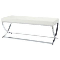 Walton Leatherette Upholstered Tufted Accent Bench White - What&