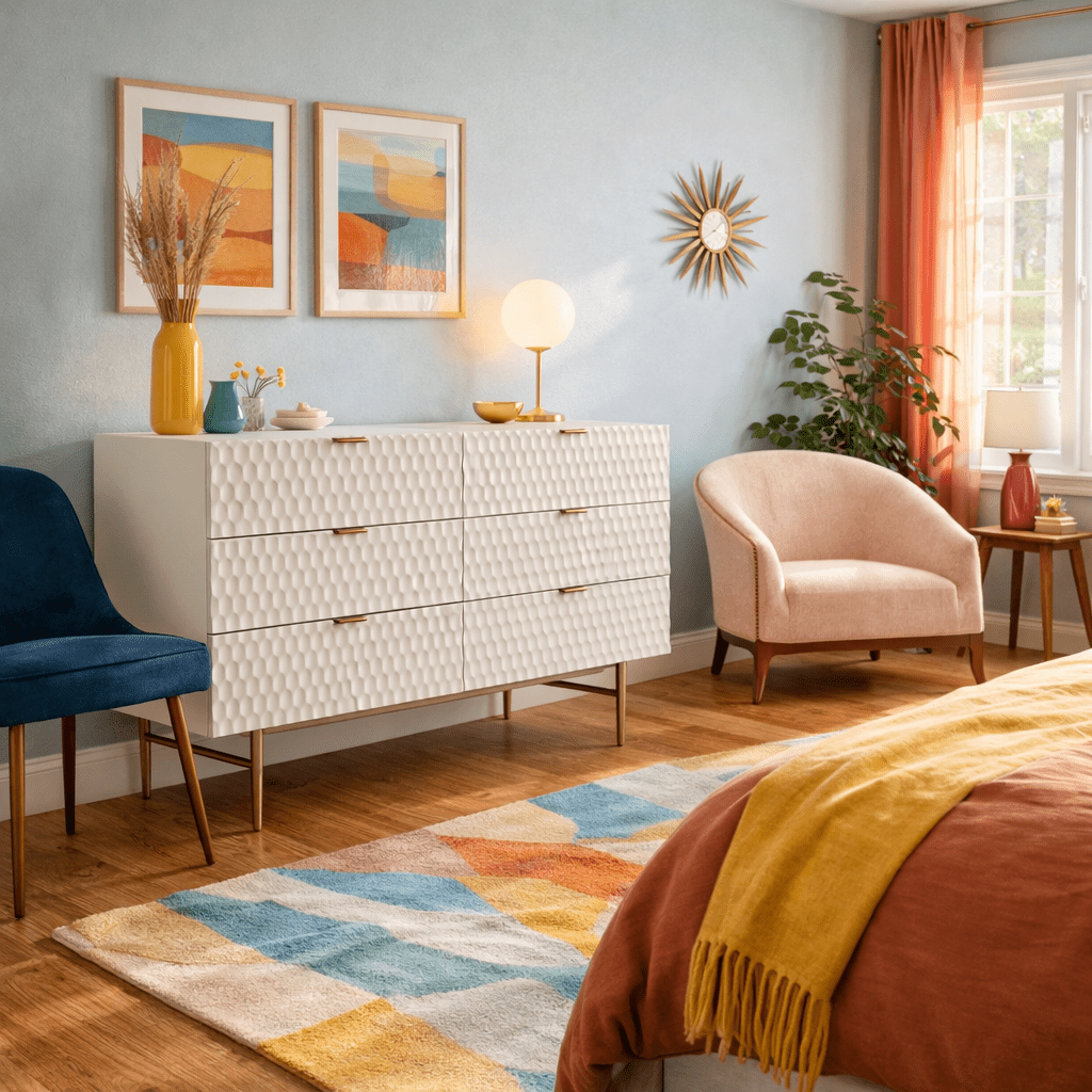 Audrey 6 Drawer Dresser | White / Gold