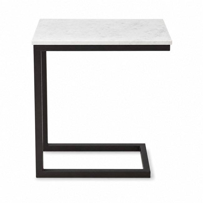 White modern accent table with clean lines and a compact rectangular top by West Elm - Whats New Furniture Portland OR