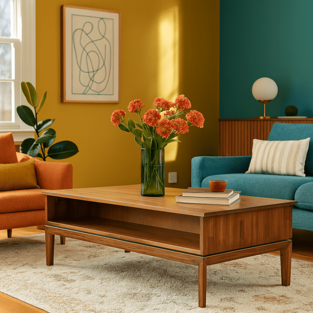 West Coffee Table W / Lift Top in Walnut lifestyle setting - lift-top storage coffee table by LH Imports - Whats New Furniture Portland OR