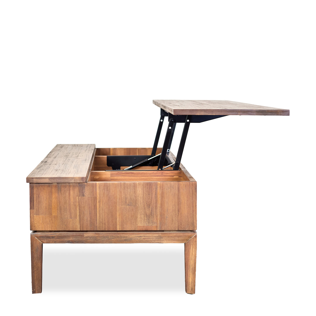 West Coffee Table W / Lift Top in Walnut side view - lift-top storage coffee table by LH Imports - Whats New Furniture Portland OR