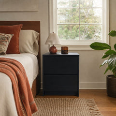 Westpark 2 Drawer Nightstand Led Lights And Usb Black styled in Portland 1960s Garden Home ranch living room - What&