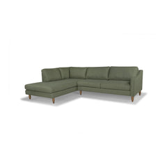 Edgewater Sectional in Montego Green fabric - angled three-quarter view - mid-century modern sectional - Whats New Furniture Portland OR