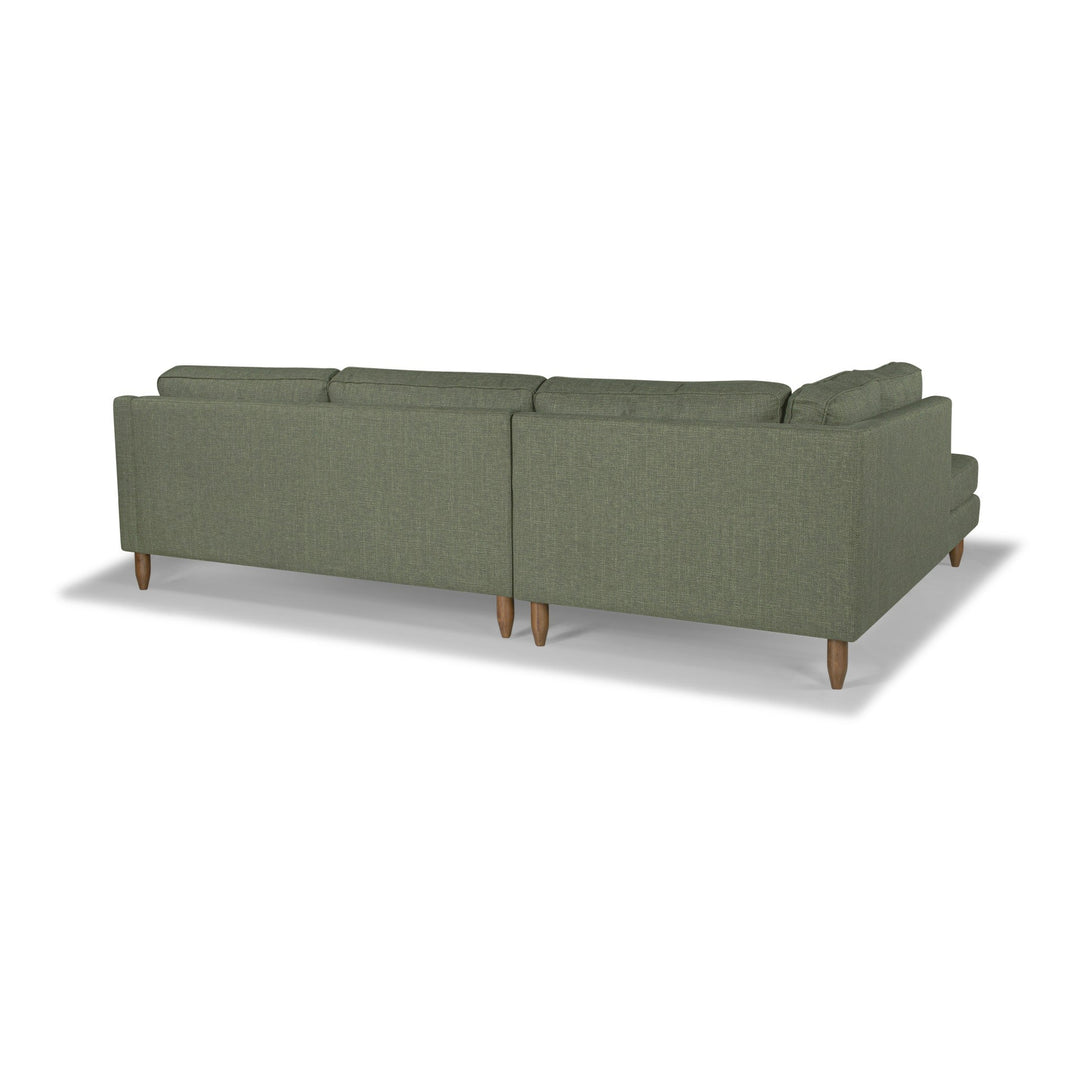 Edgewater Sectional in Montego Green fabric - back view - mid-century modern sectional - Whats New Furniture Portland OR