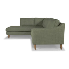 Edgewater Sectional in Montego Green fabric - side profile - mid-century modern sectional - Whats New Furniture Portland OR
