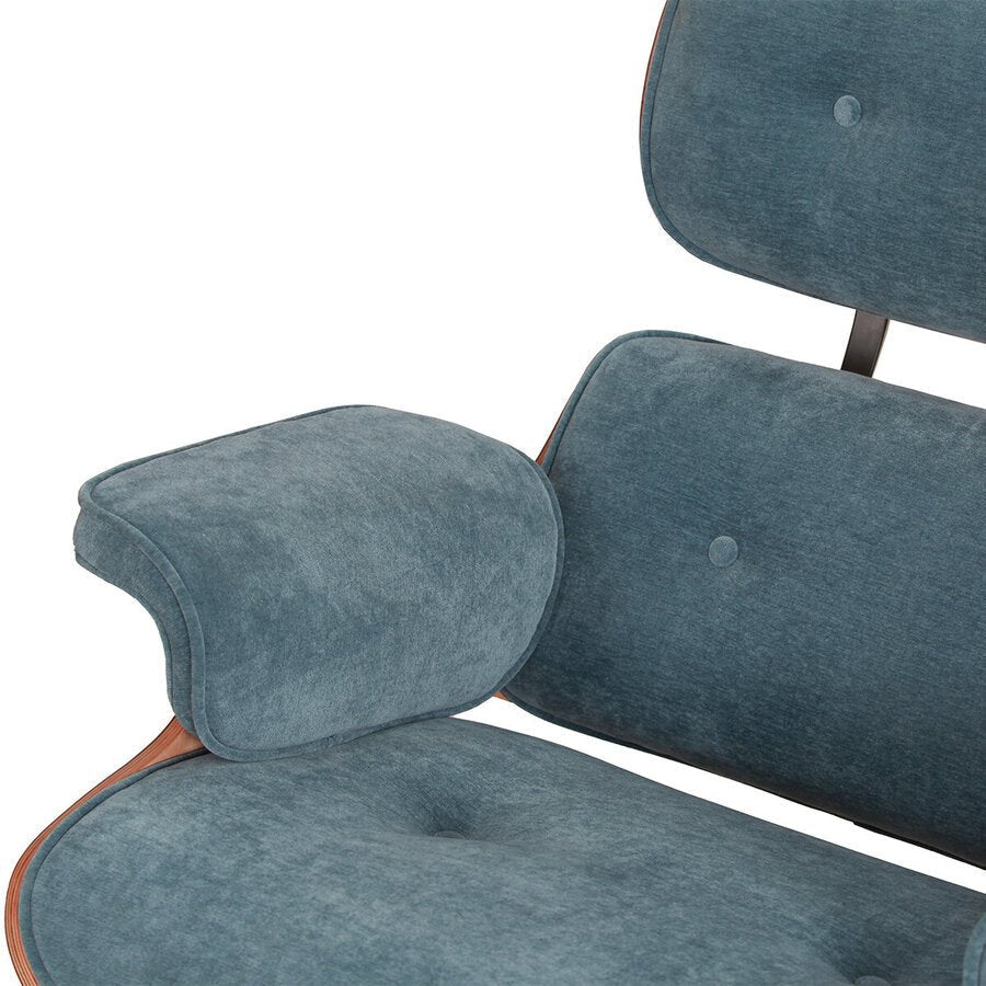 Burnside Lounge Chair and Ottoman Set in Moss Navy, cushion detail - Whats New Furniture