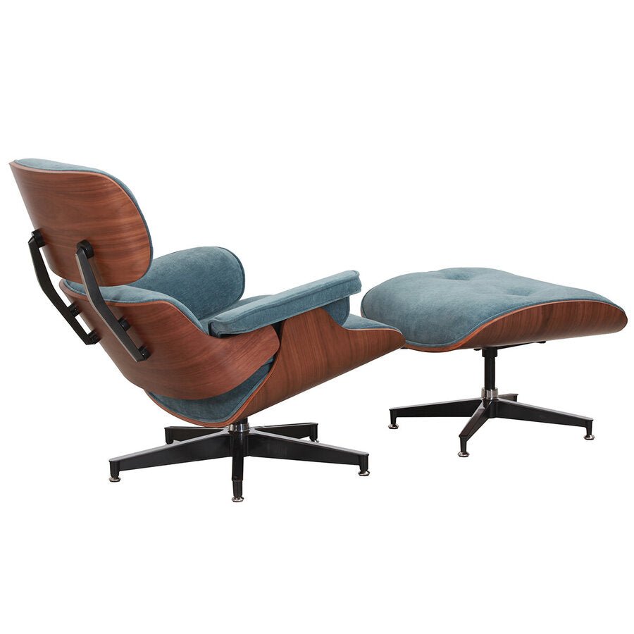 Burnside Lounge Chair and Ottoman Set in Moss Navy, side view - Whats New Furniture