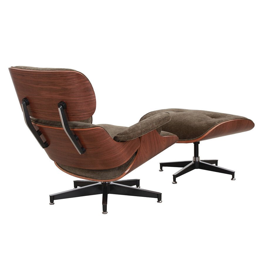 Burnside Lounge Chair and Ottoman Set in Moss Olive, side view - Whats New Furniture