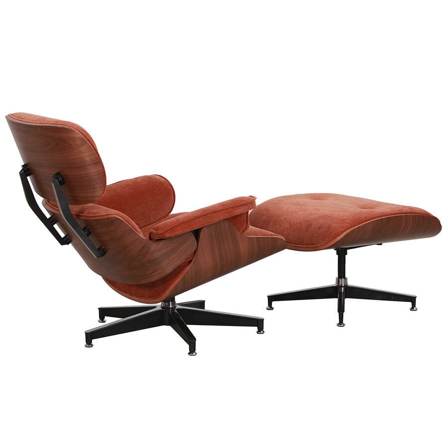Burnside Lounge Chair and Ottoman Set in Moss Rust, side view - Whats New Furniture