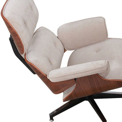 Burnside Lounge Chair and Ottoman Set in Moss Sand, arm and wood shell detail - Whats New Furniture