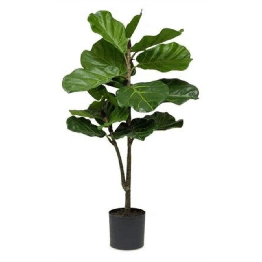 Faux fiddle leaf fig tree in black nursery pot - Whats New Furniture Portland OR