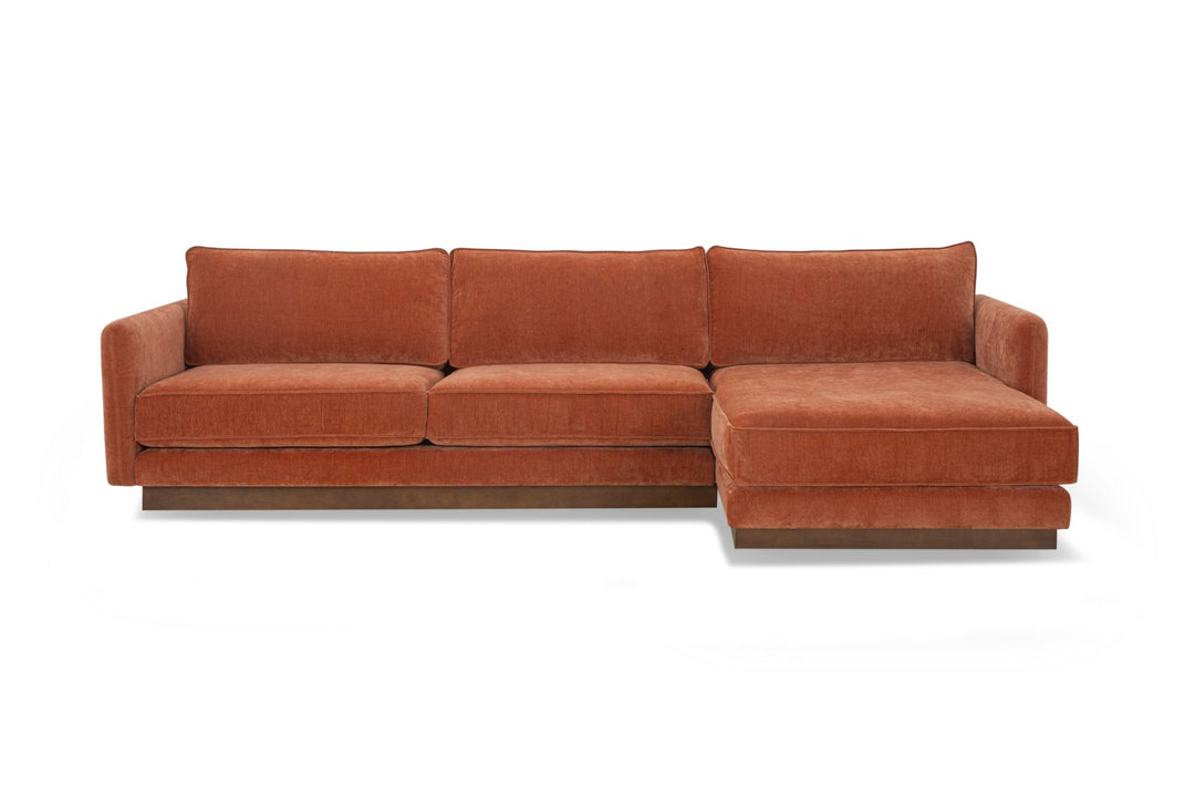 Highland Sectional in Moss Rust RHF front view - chaise sectional by What&