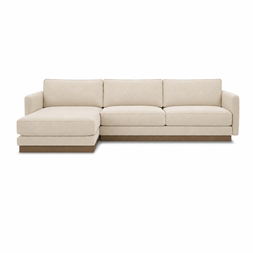 Highland Sectional in Vista Linen LHF front view - chaise sectional by What&
