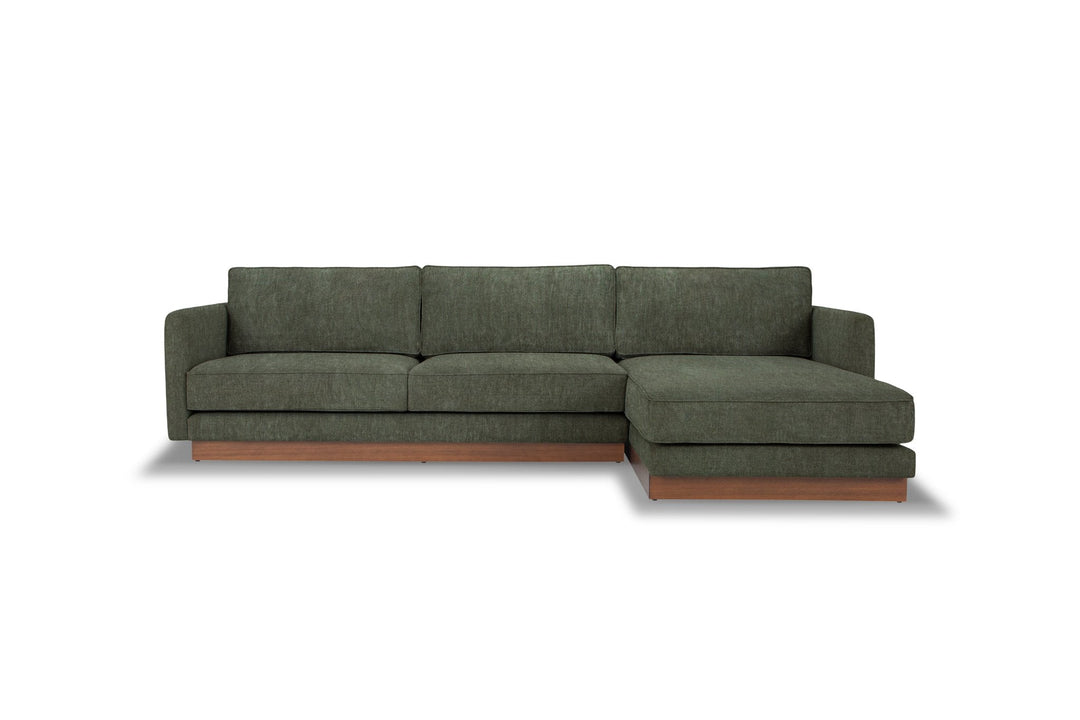 Highland Sectional in Canna Forest Green RHF front view - chaise sectional by What&