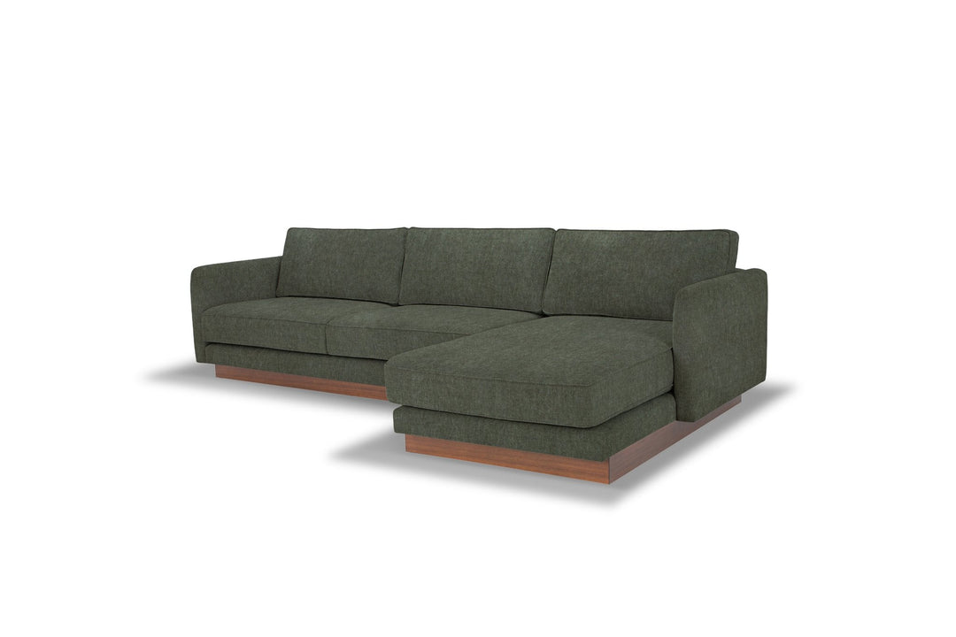 Highland Sectional in Canna Forest Green RHF angle view - chaise sectional by What&