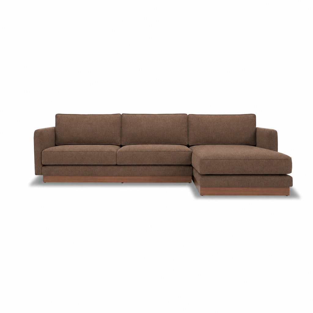 Highland Sectional in Nantes Brown RHF front view - chaise sectional by What&