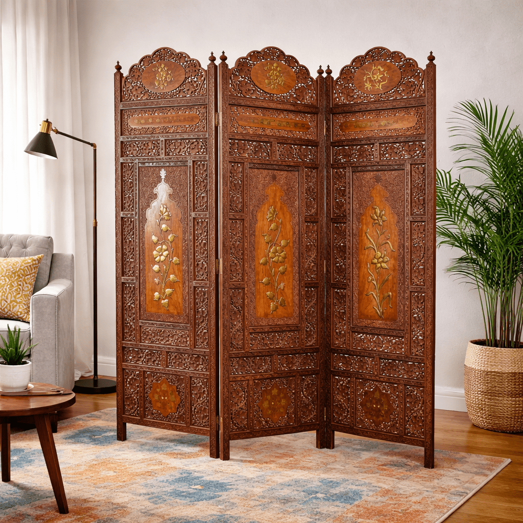 Indian hand carved privacy screen - What&