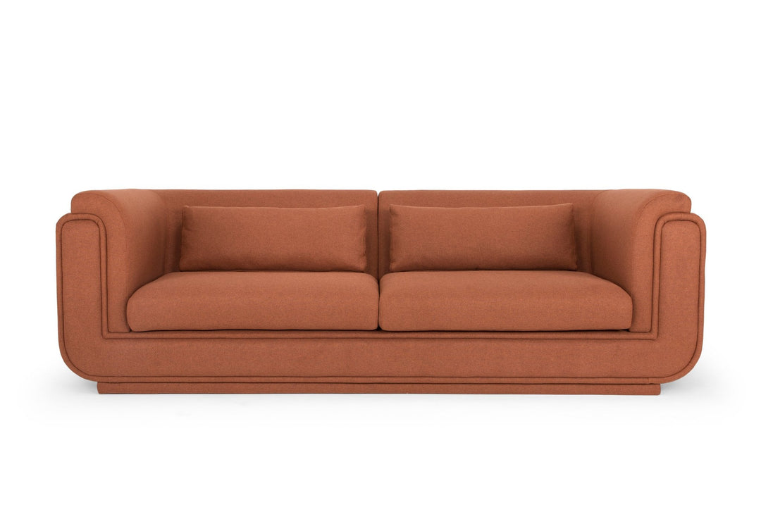 Ladd 3-Seater Sofa in Cute Burnt Umber front view - sofa by What's New Furniture - Whats New Furniture Portland OR