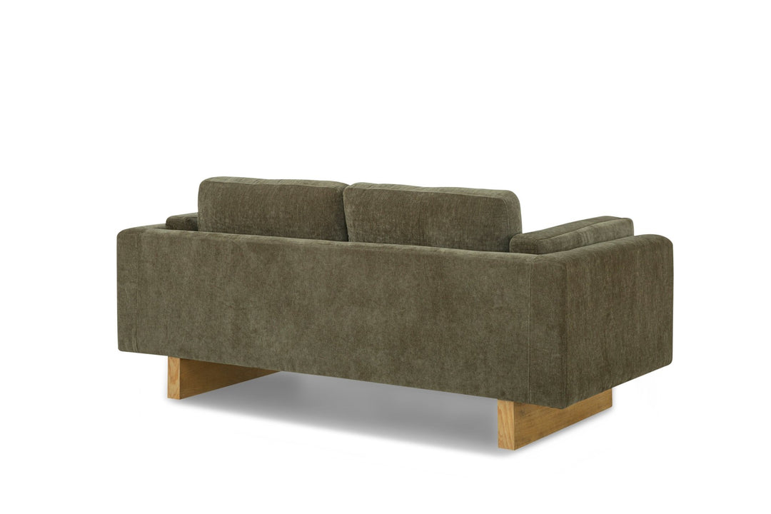 Lovejoy 2-Seater Sofa in Moss Olive Green, back view — Portland private-label loveseat — What&