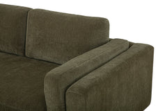 Lovejoy 2-Seater Sofa — bench seat cushion detail in Moss Olive Green recycled fabric — What&