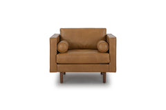 Macadam Leather Chair in Steamboat Camel front view - chair by What&