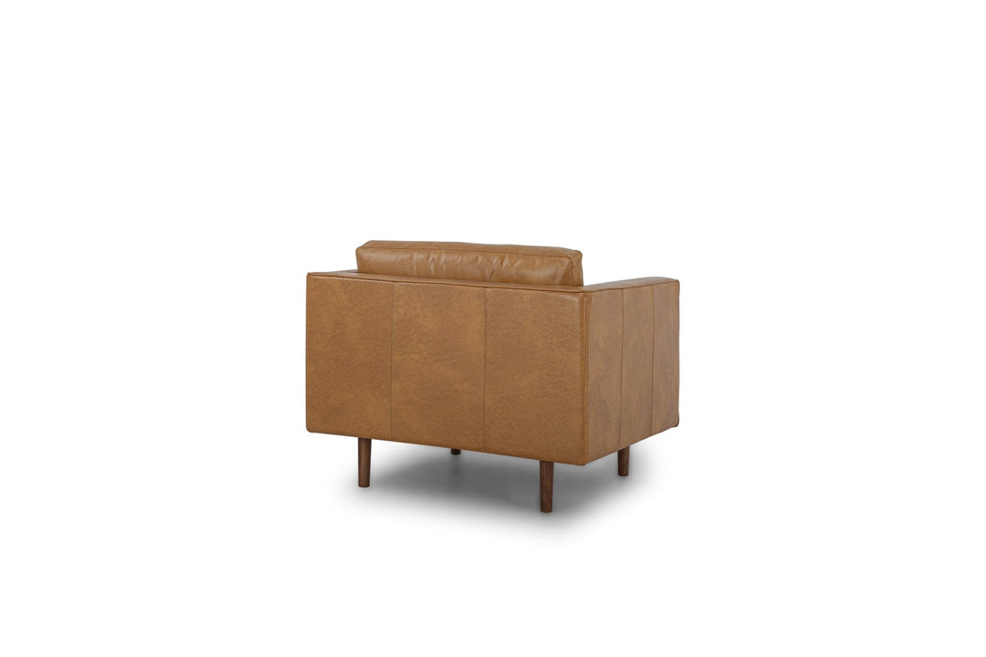 Macadam Leather Chair in Steamboat Camel back view - chair by What&
