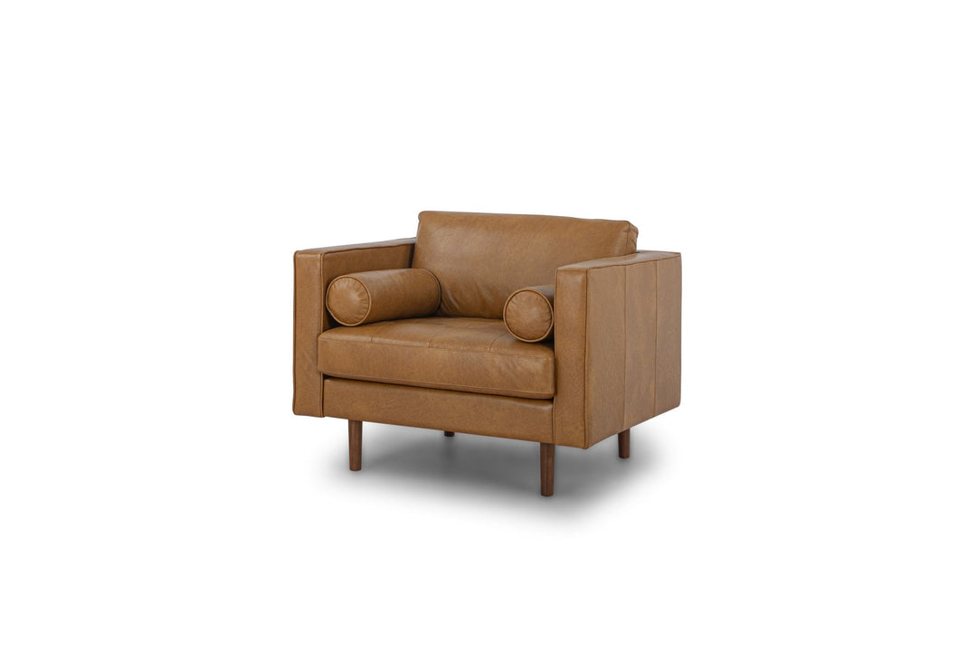 Macadam Leather Chair in Steamboat Camel angle view - chair by What&