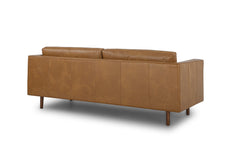 Macadam Leather Sofa in Steamboat Camel back view - sofa by What&