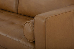 Macadam Leather Sofa in Steamboat Camel fabric detail view - sofa by What&