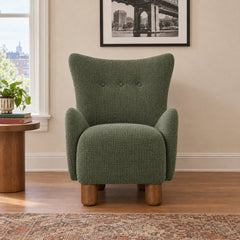 Monroe Accent Wing Chair in Montego Green in a styled Portland living room - Whats New Furniture Portland OR