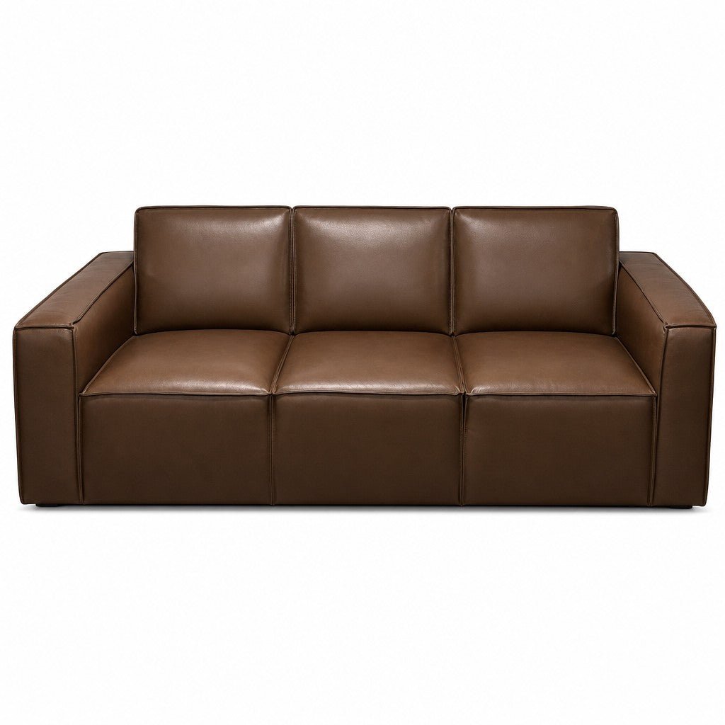 Solado Top-Grain Leather Sofa in Mahogany, front view - Whats New Furniture