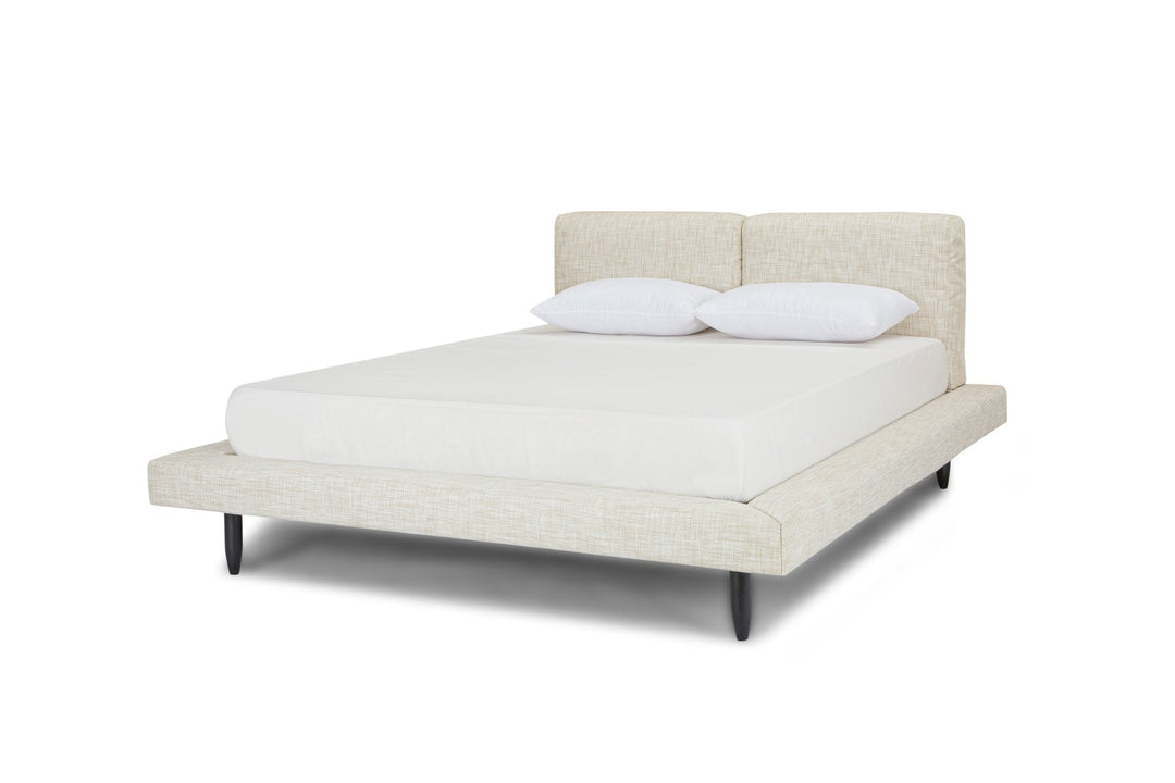 Tabor Queen Bed Frame in Oatmeal angle view - bed by What&