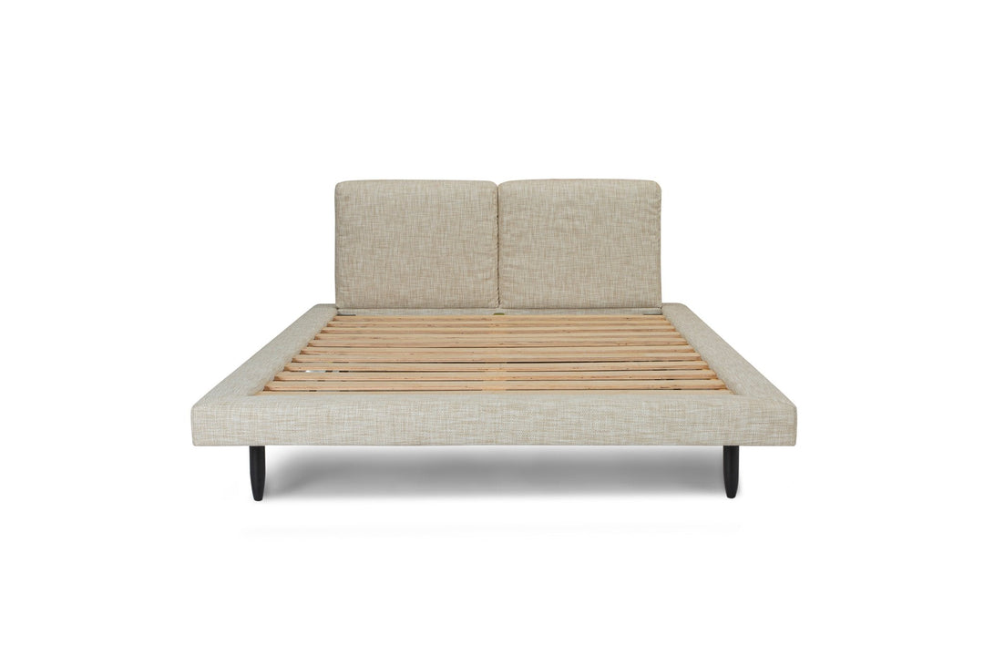 Tabor Queen Bed Frame in Oatmeal front view - bed by What&