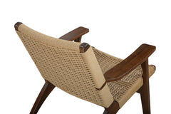 Drummond Accent Chair in walnut frame with woven danish cord — fabric and detail closeup — What&