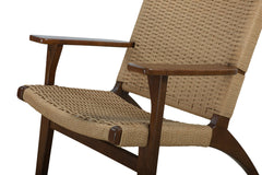 Drummond Accent Chair in walnut frame with woven danish cord — fabric and detail closeup — What&