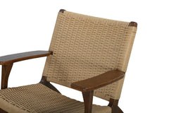 Drummond Accent Chair in walnut frame with woven danish cord — fabric and detail closeup — What&