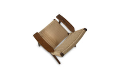 Drummond Accent Chair in walnut frame with woven danish cord — fabric and detail closeup — What&